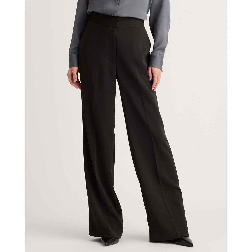Quince Stretch Crepe Classic Trouser Pants 10 Black Minimalist